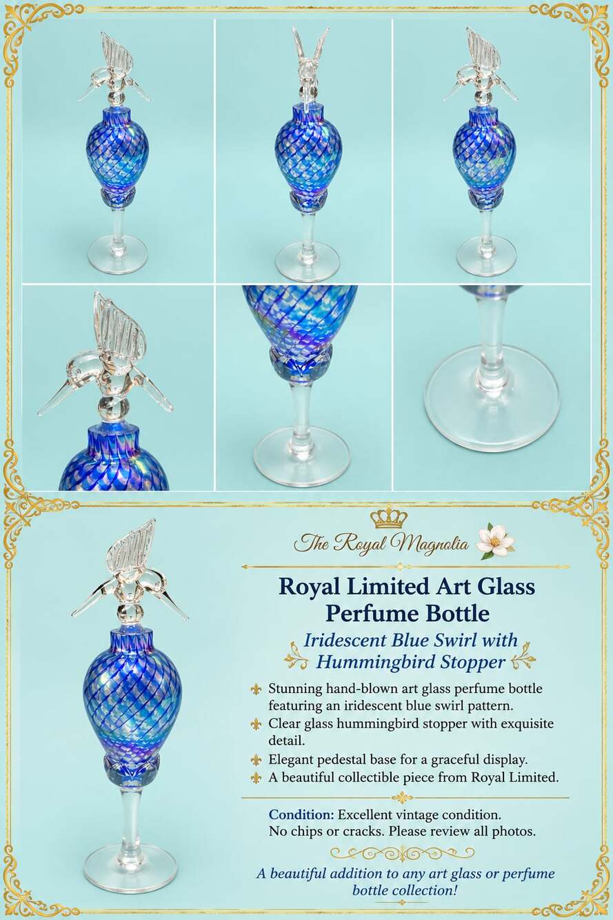Royal Limited Art Glass Perfume Bottle with Hummingbird Stopper